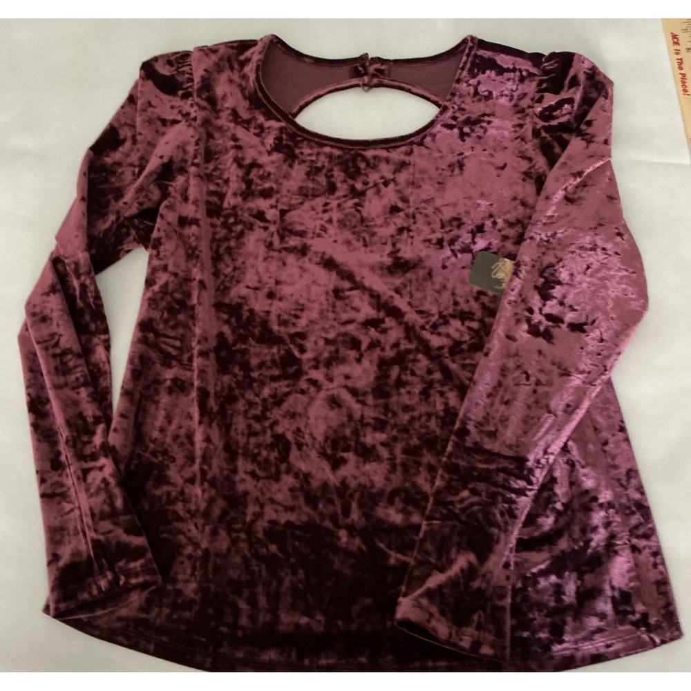 Wrangler Retro NWT Burgundy Crushed Velvet Open Back Top XL